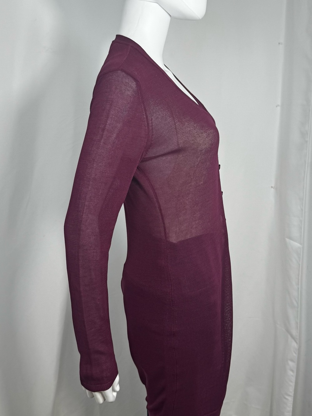 Patrizia Pepe Cotton Duster Cardigan Burgundy Maroon Longline Button Front OS - Picture 7 of 12